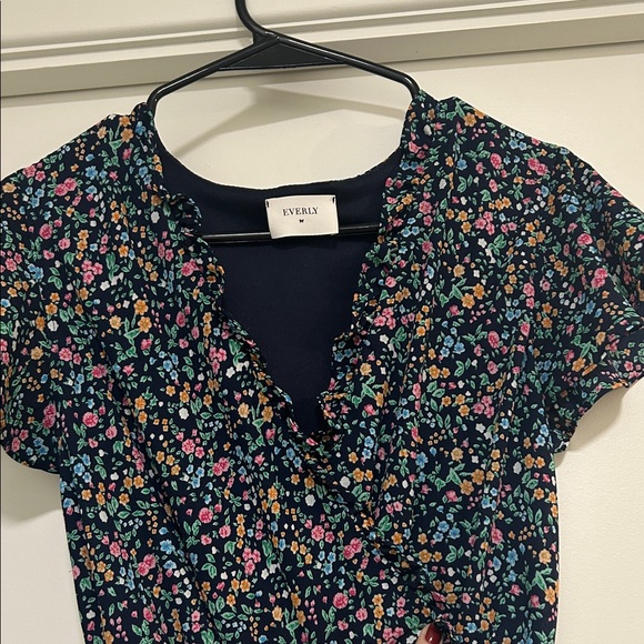 Everly Pants - Everly Navy Floral Rinowrwith Pink, Teal & Yellow Blooms